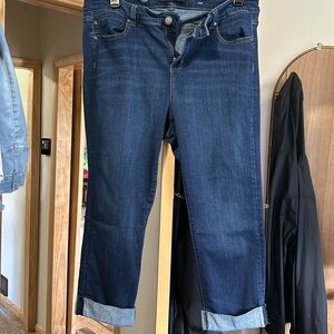 Liverpool Jeans Women's 18W Dark Wash The Crop High Rise Rolled Hem Button Zip